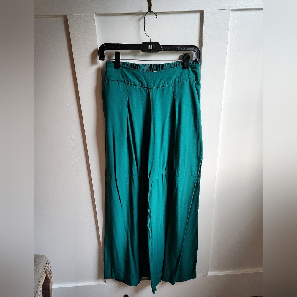 Teal Wide Leg Pull On Pants EUC